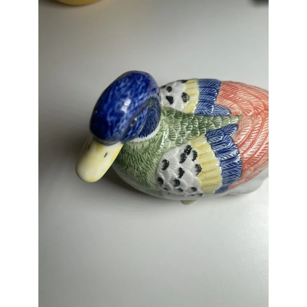 2 Piece Mallard Ceramic Duck Trinket Box